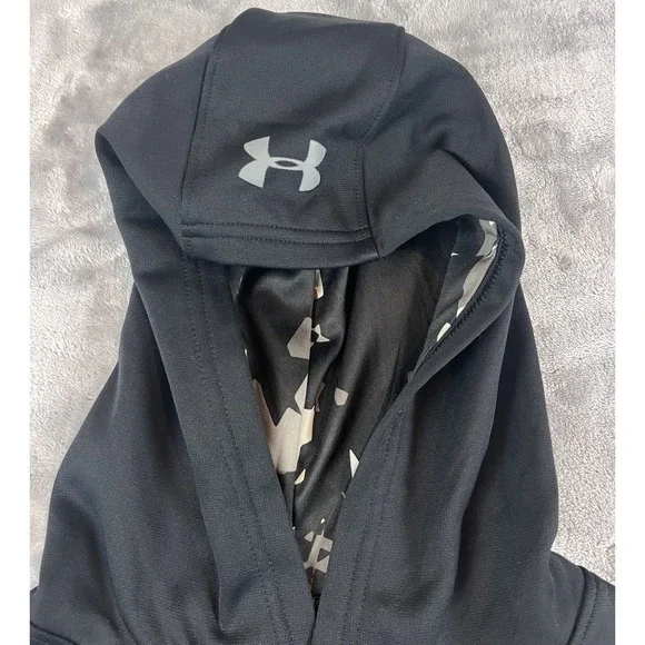 Under Armour Boys Black Hoodie Logo Hooded Pullover Top Pocket Youth Large. - Picture 4 of 8